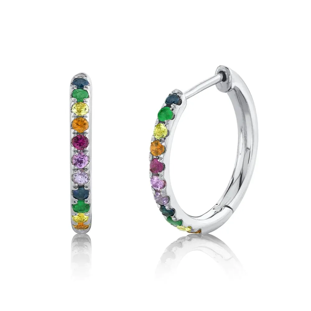 0.32CT MULTI-COLOR STONE HOOP EARRING