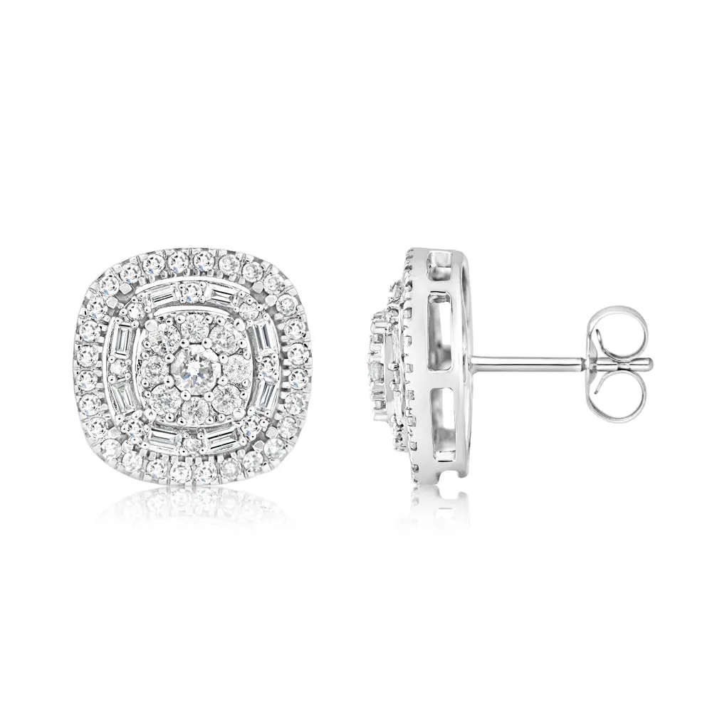 0.95 Carat Diamond Cluster Stud Earrings