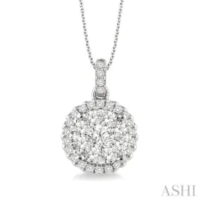 1 Ctw Lovebright Round Cut Diamond Pendant in 14K White Gold with Chain