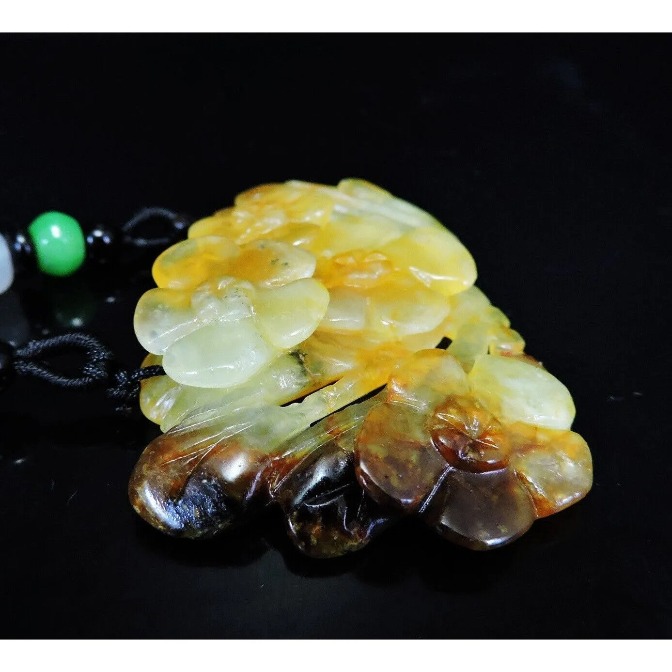 100% Natural Hand-Carved Jade Pendant Jadeite Necklace Plum Flower