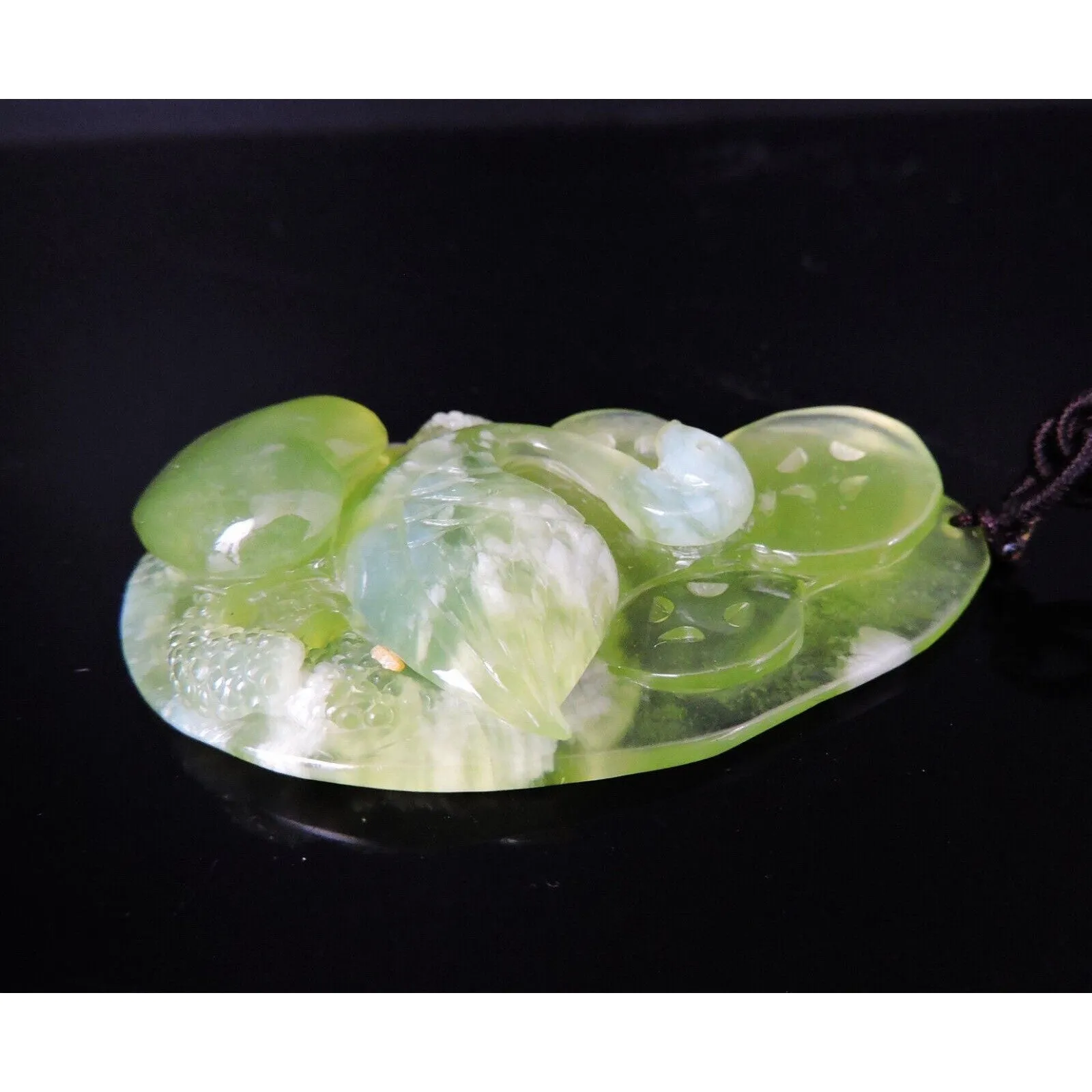 100% Natural Hand-Carved Jade Pendant Jadeite Necklace Swan & Love