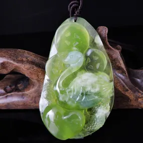 100% Natural Hand-Carved Jade Pendant Jadeite Necklace Swan & Love