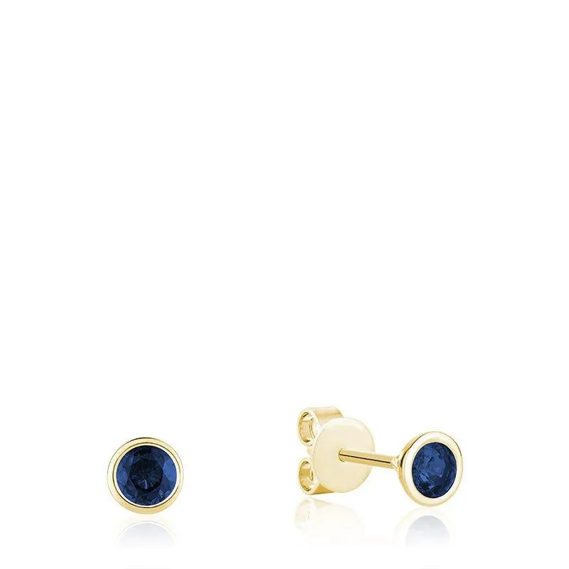 10K Gold Bezel Set Precious Gemstone Stud Earrings