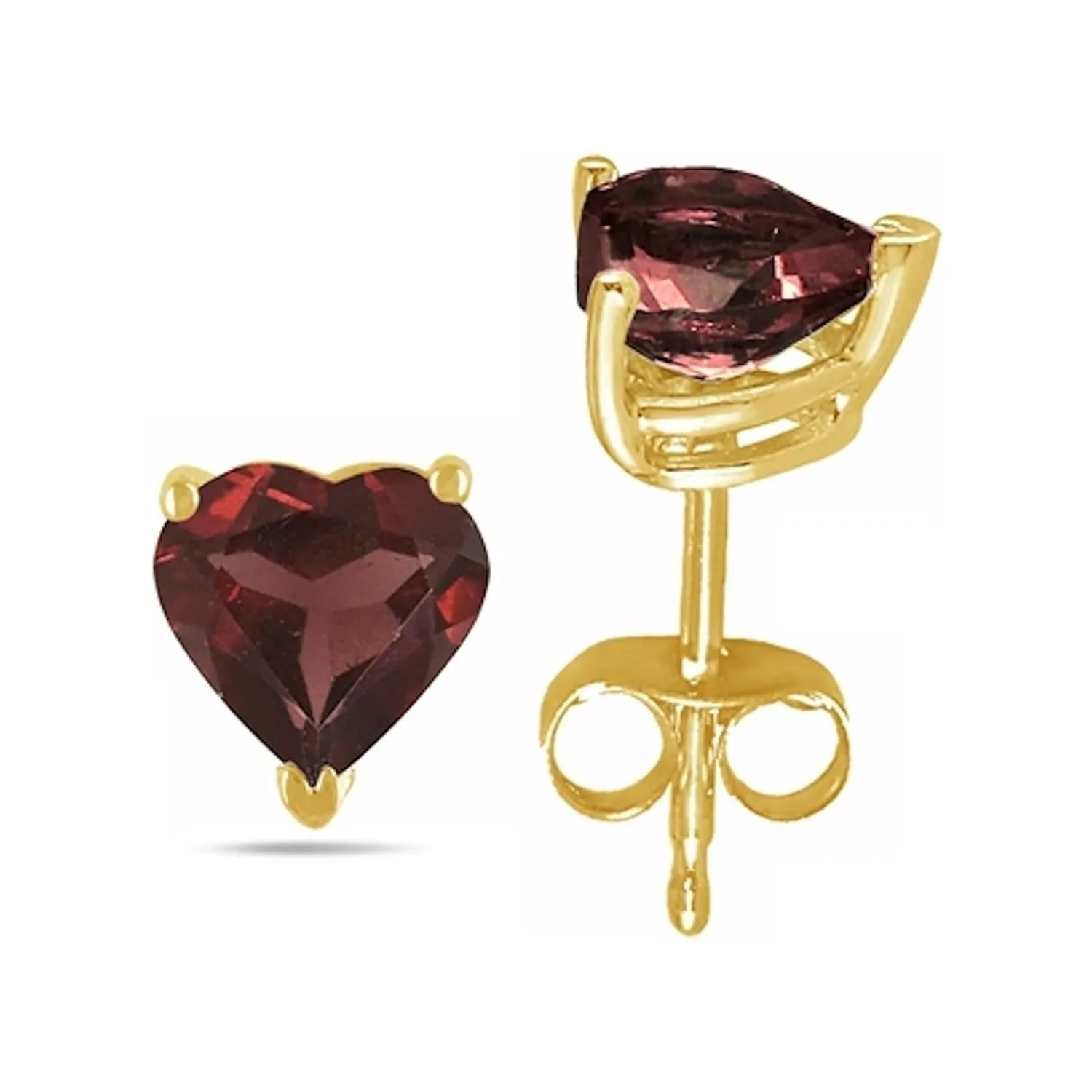 10k Yellow Gold Plated 3 Carat Heart Created Garnet Sapphire Stud Earrings