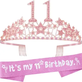 11th Birthday Gifts for Girls, 11th Birthday Tiara and Sash, 11th Birthday Decorations