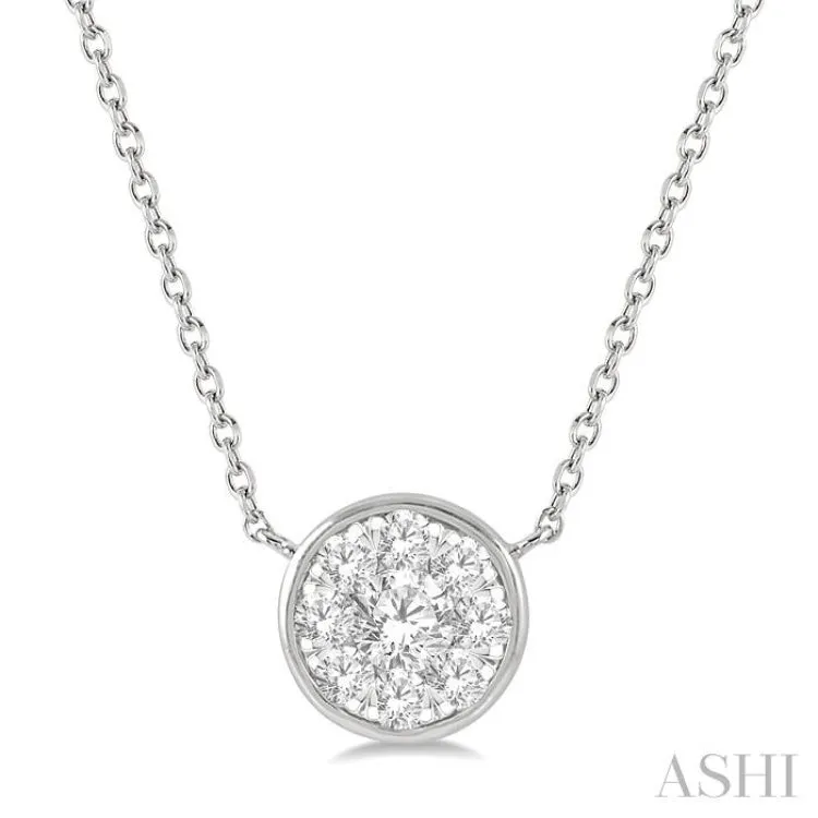 1/3 Ctw Round Shape Pendant Lovebright Diamond Necklace in 14K White Gold