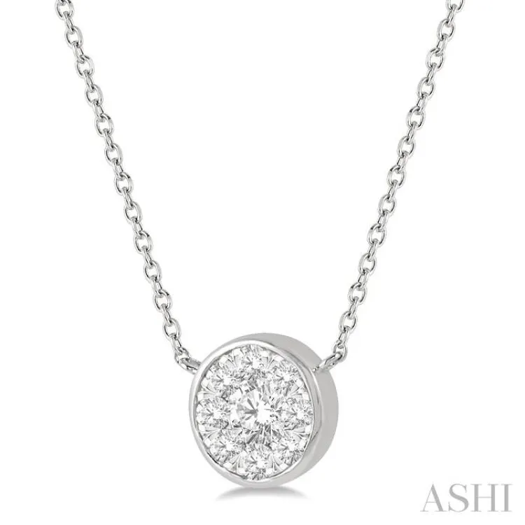 1/3 Ctw Round Shape Pendant Lovebright Diamond Necklace in 14K White Gold