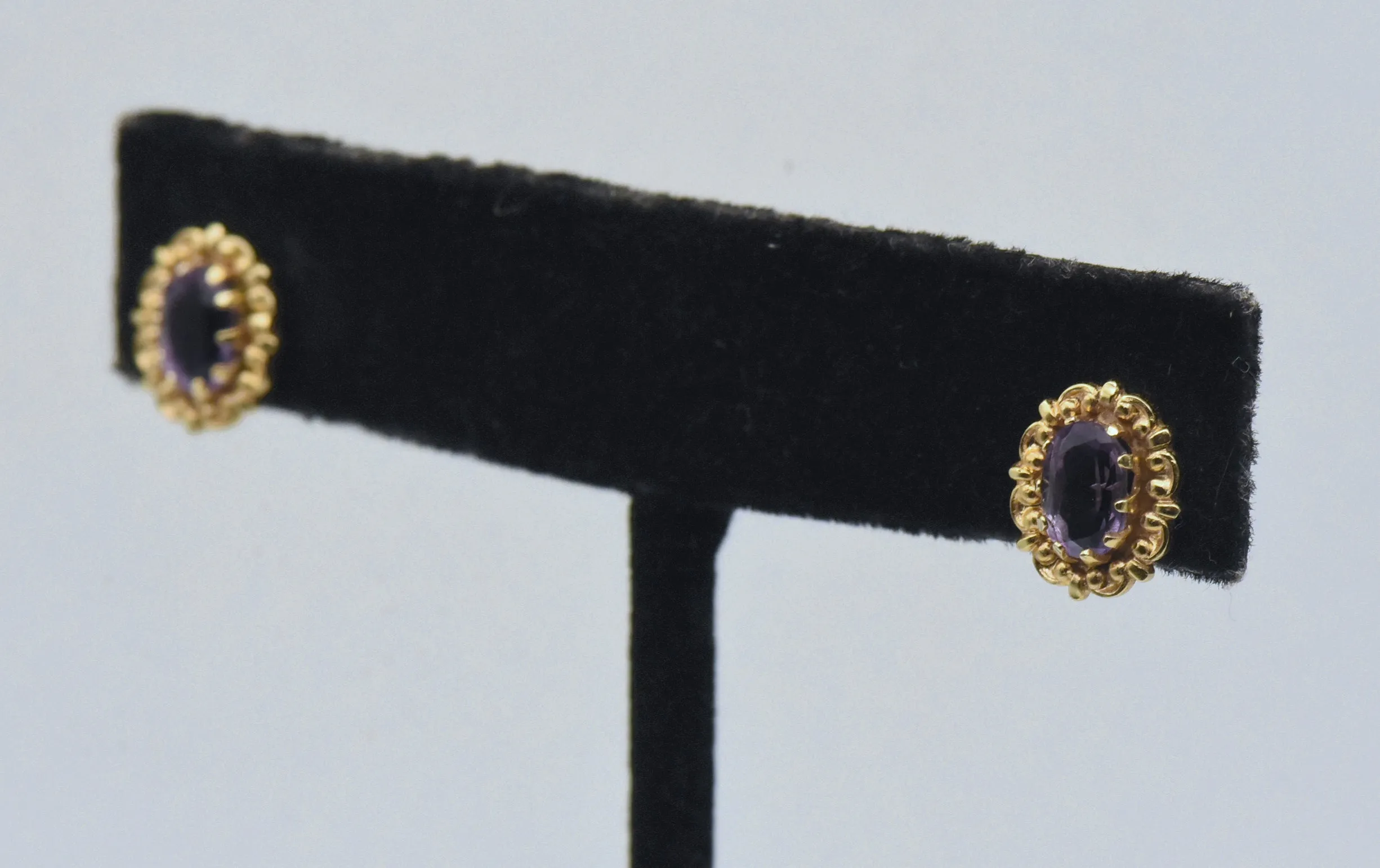 14K Gold and Amethyst Stud Earrings