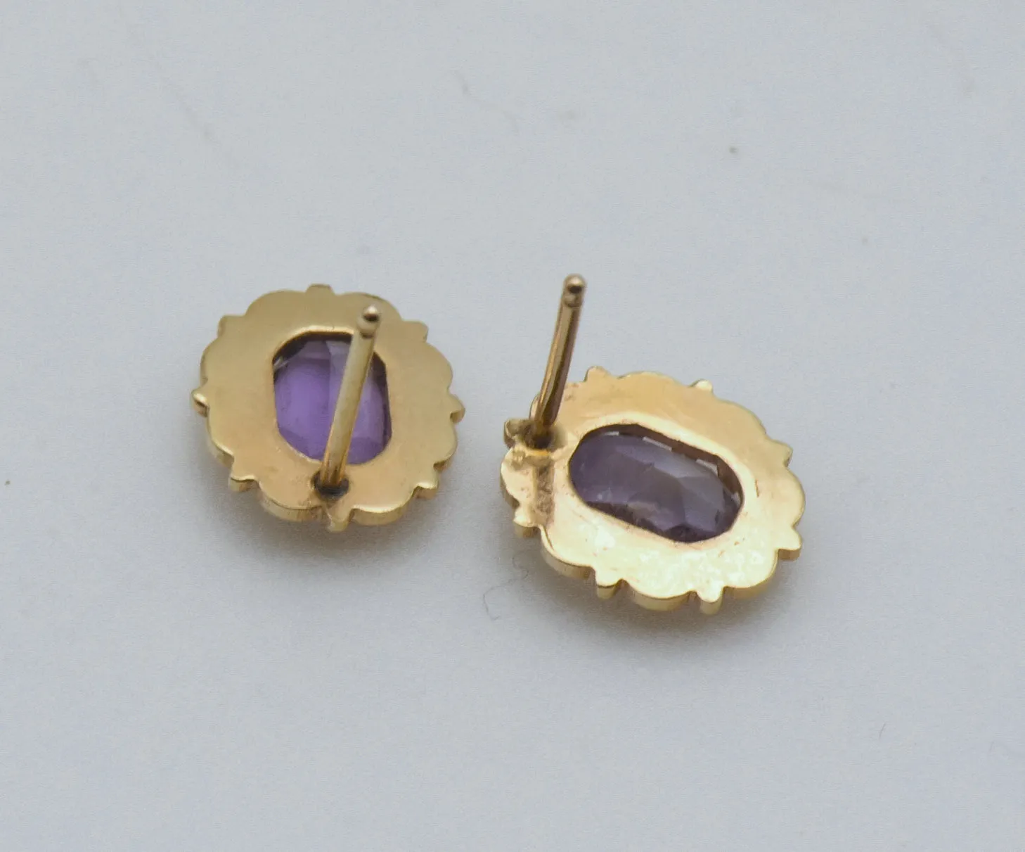 14K Gold and Amethyst Stud Earrings