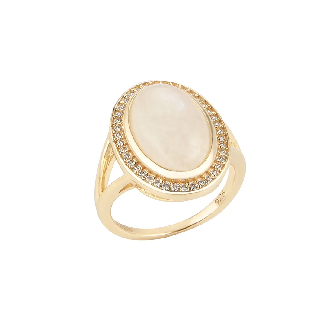 14k Gold Vermeil Moonstone Halo Ring