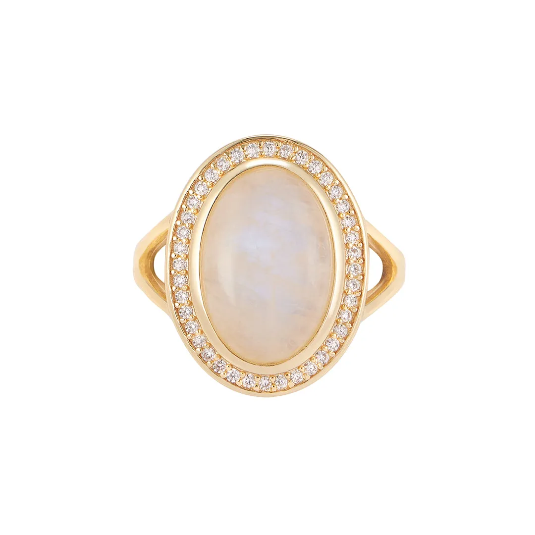 14k Gold Vermeil Moonstone Halo Ring