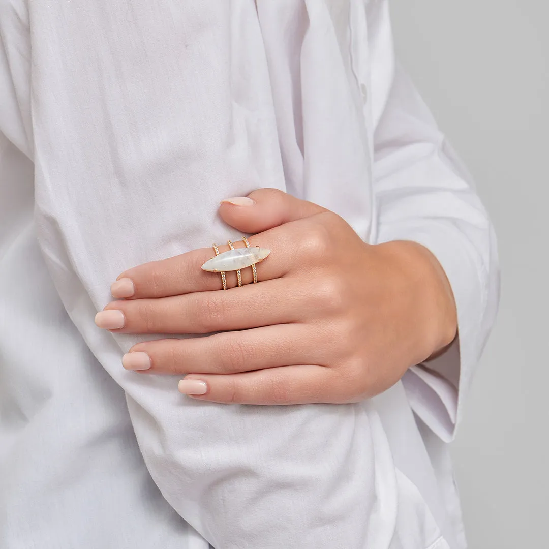 14k Gold Vermeil Moonstone Marquis Ring