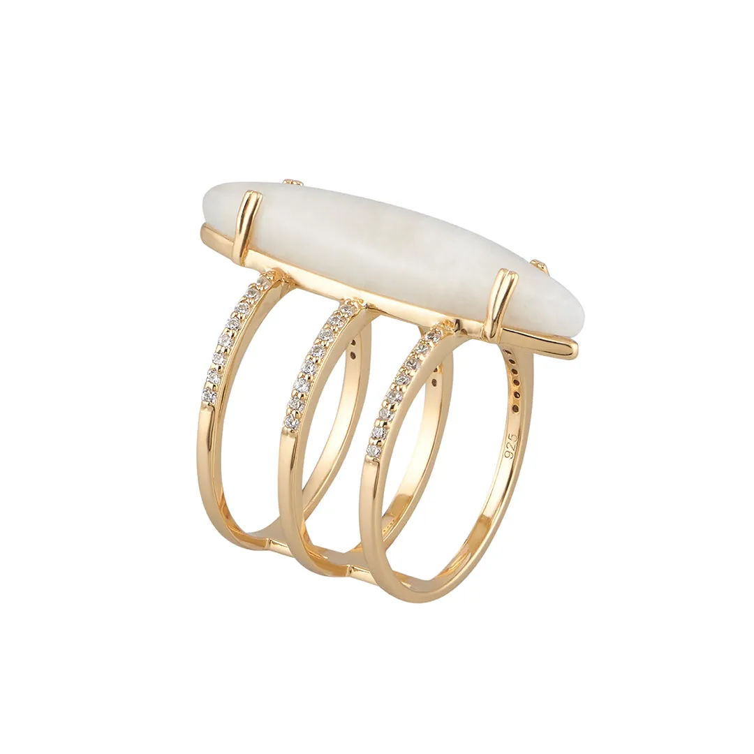 14k Gold Vermeil Moonstone Marquis Ring