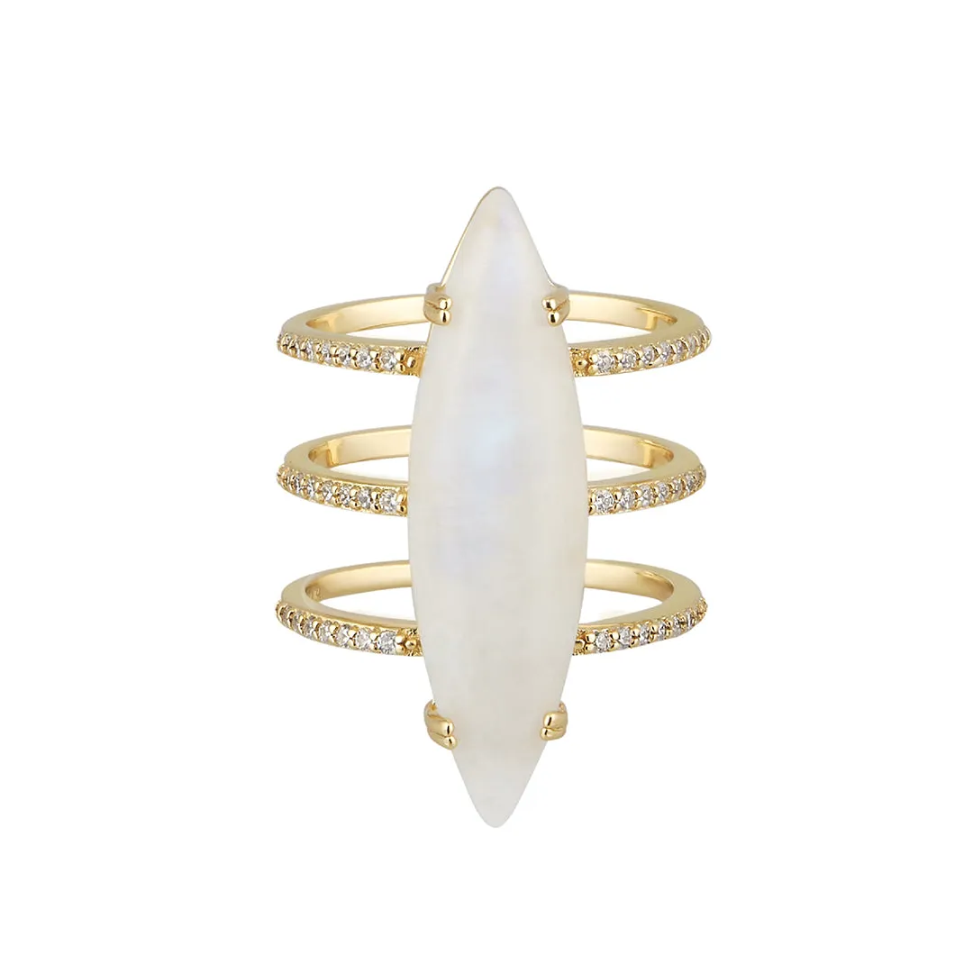 14k Gold Vermeil Moonstone Marquis Ring