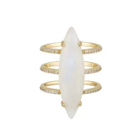 14k Gold Vermeil Moonstone Marquis Ring