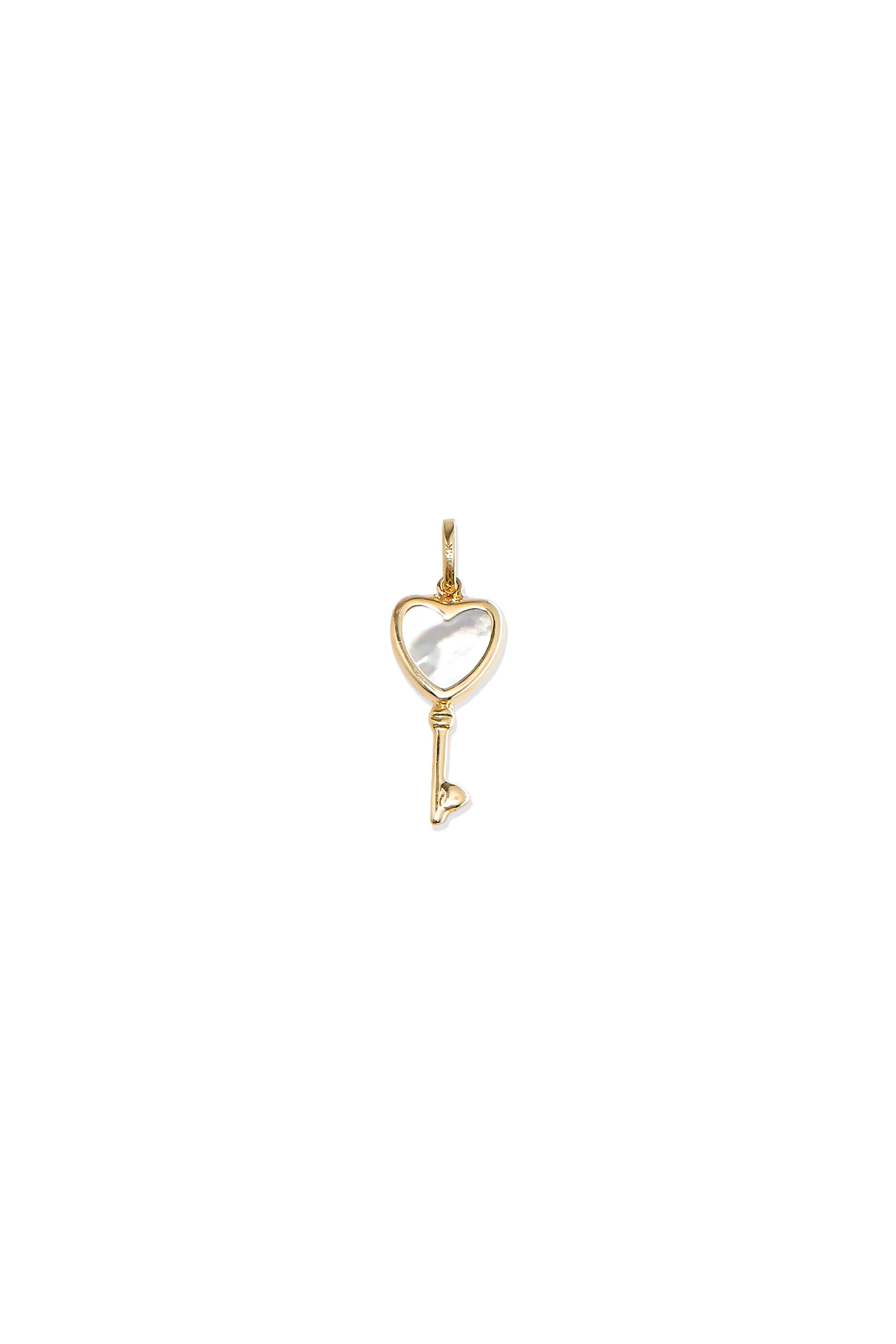 14K Solid Gold Natural Pearl Key Pendent Necklace Charm