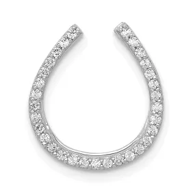 14k White Gold Polished Finish Flat Back 1.155CT Diamond Horseshoe Chain Slide Pendant will not fit omega chain