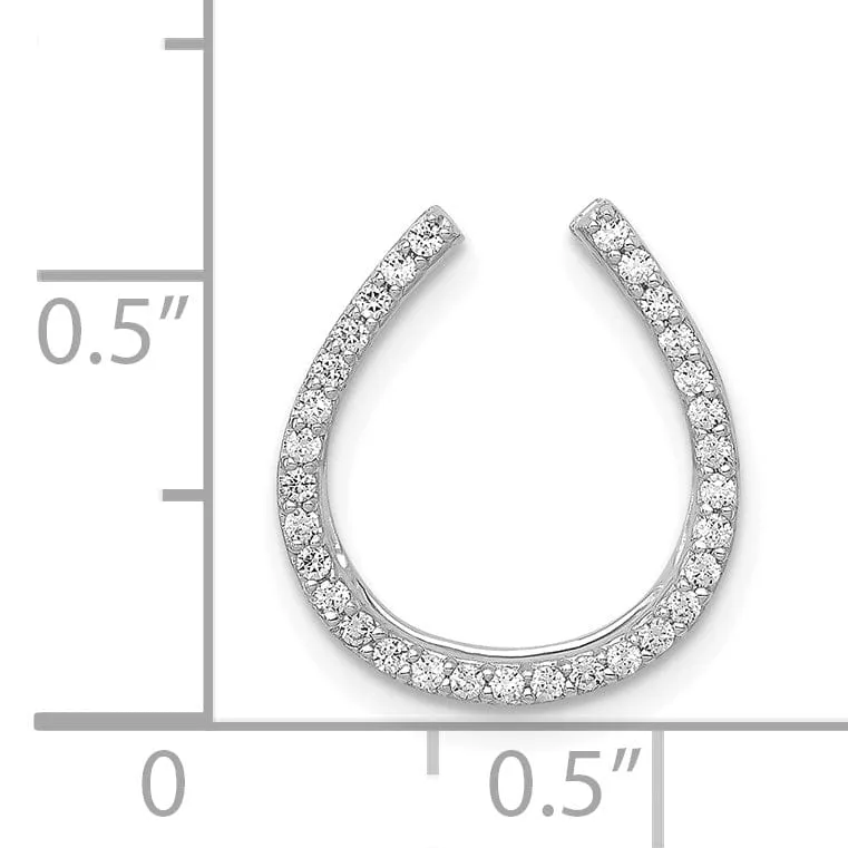 14k White Gold Polished Finish Flat Back 1.155CT Diamond Horseshoe Chain Slide Pendant will not fit omega chain