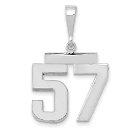 14k White Gold Polished Finish Medium Size Number 57 Charm Pendant