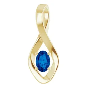 14K Yellow 6x4 mm Oval Natural Blue Sapphire Pendant