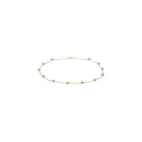 14K Yellow Cultured White Freshwater Pearl 12-Station 16" Necklace