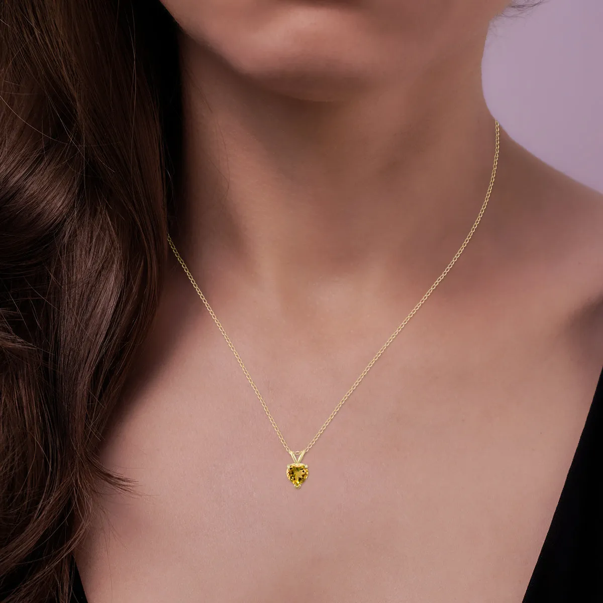 14K Yellow Gold 7Mm Heart Citrine Pendant