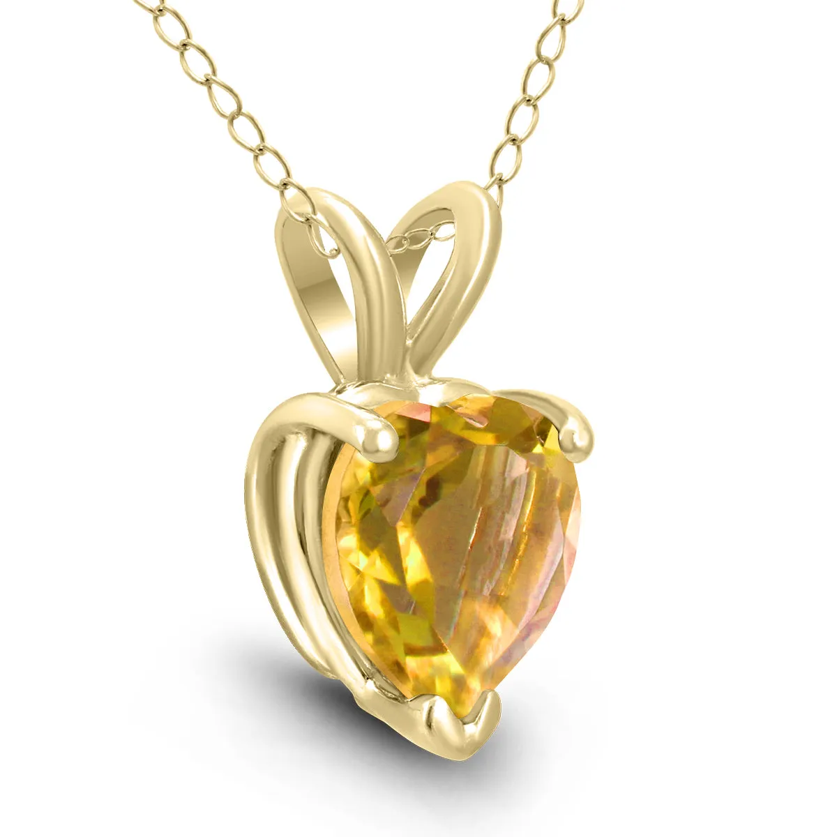 14K Yellow Gold 7Mm Heart Citrine Pendant