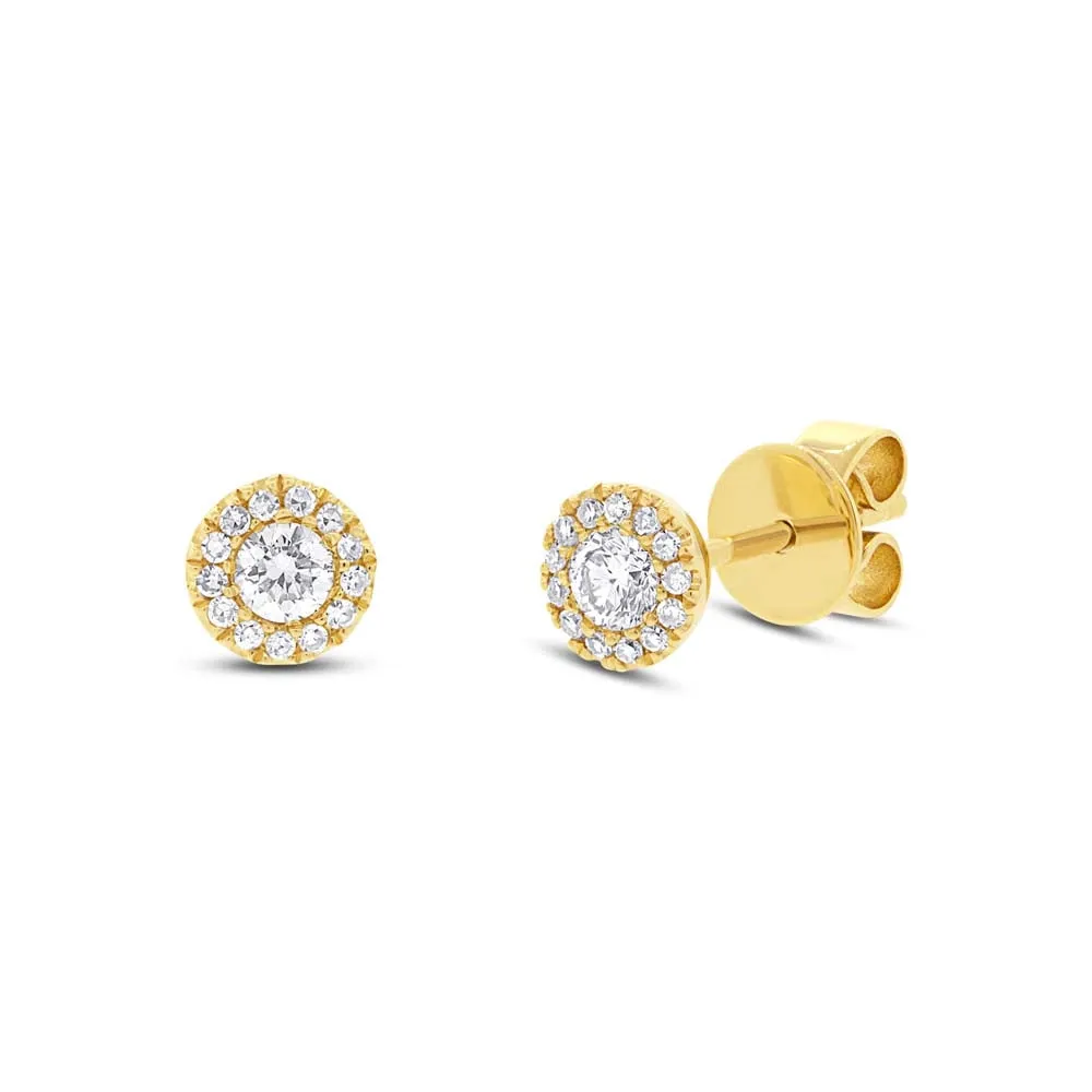 14K Yellow Gold Diamond Stud Earrings