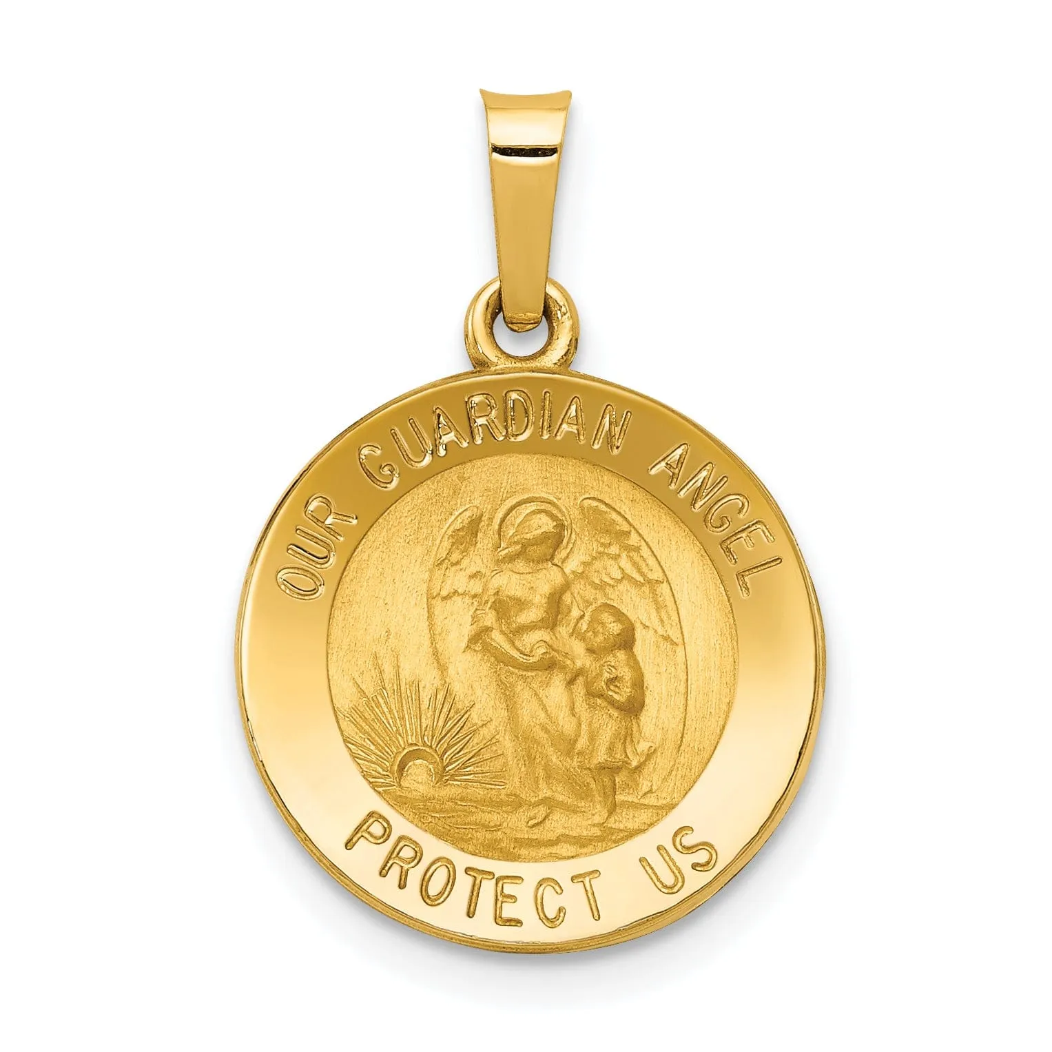 14k Yellow Gold Our Guardian Angel Medal