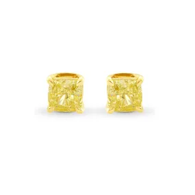 14k Yellow Gold Plated 1/2 Carat Square Created Yellow Sapphire Stud Earrings