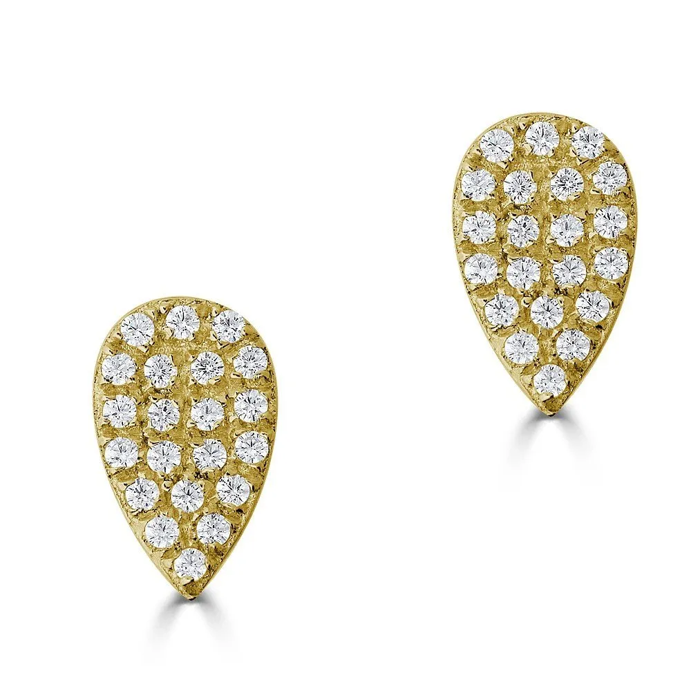 14KT GOLD 1/10 CTW DIAMOND PEAR SHAPE STUD EARRINGS