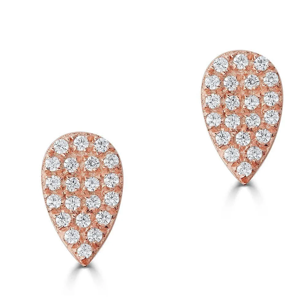 14KT GOLD 1/10 CTW DIAMOND PEAR SHAPE STUD EARRINGS