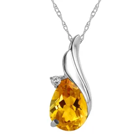 1.53 Carat 14K Solid White Gold Necklace Diamond Citrine