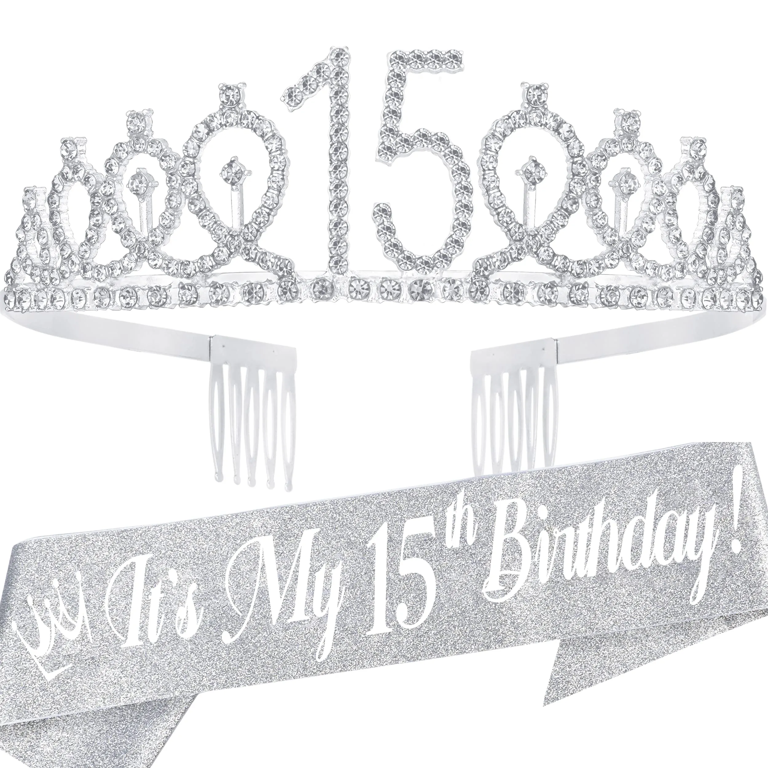 15th Birthday, 15th Birthday Gifts for Girl, 15th Birthday Tiara and Sash, 15th Birthday