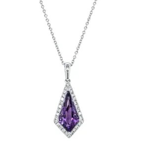 18ct White Gold Amethyst & Diamond Necklace