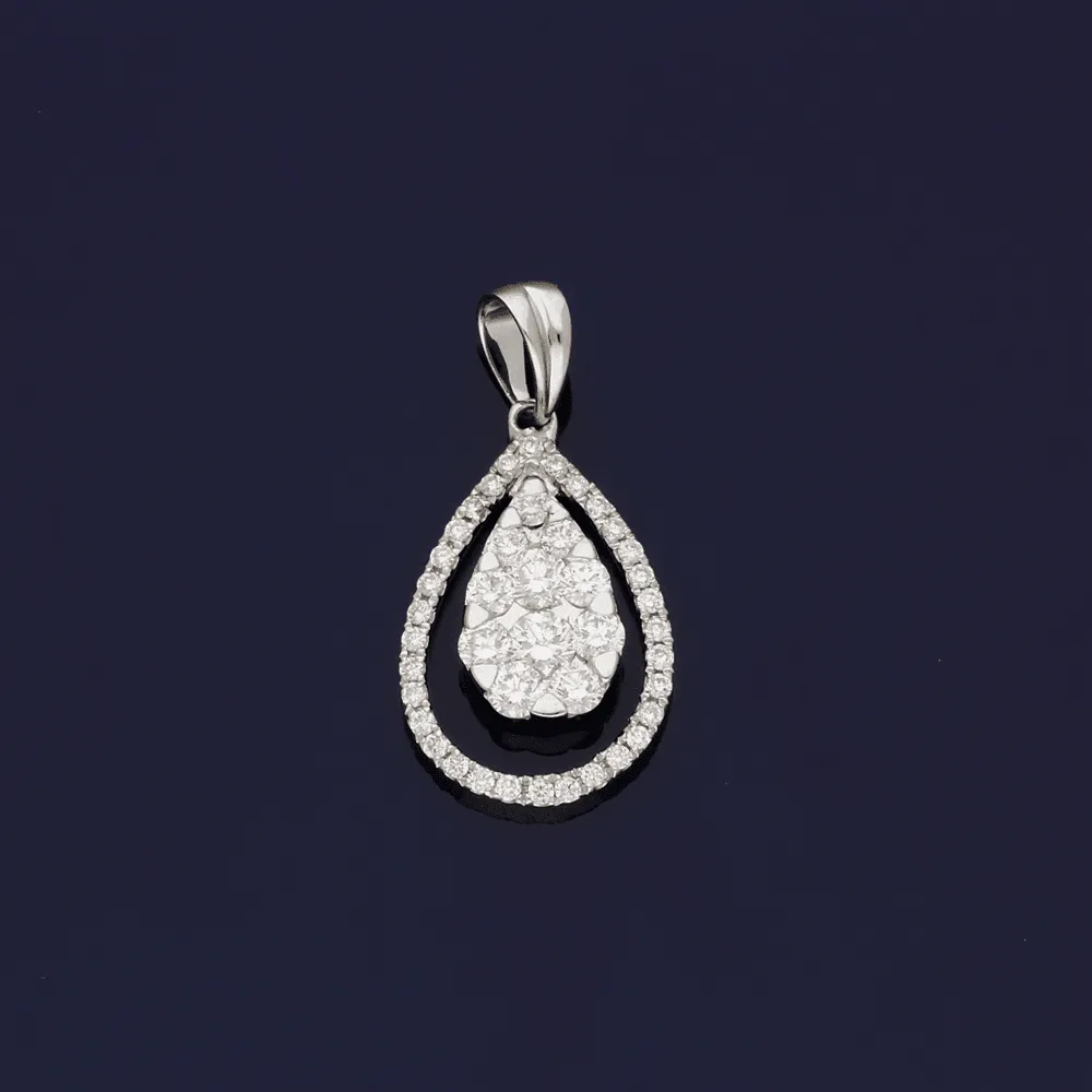 18ct White Gold Diamond Pear Shape Pendant