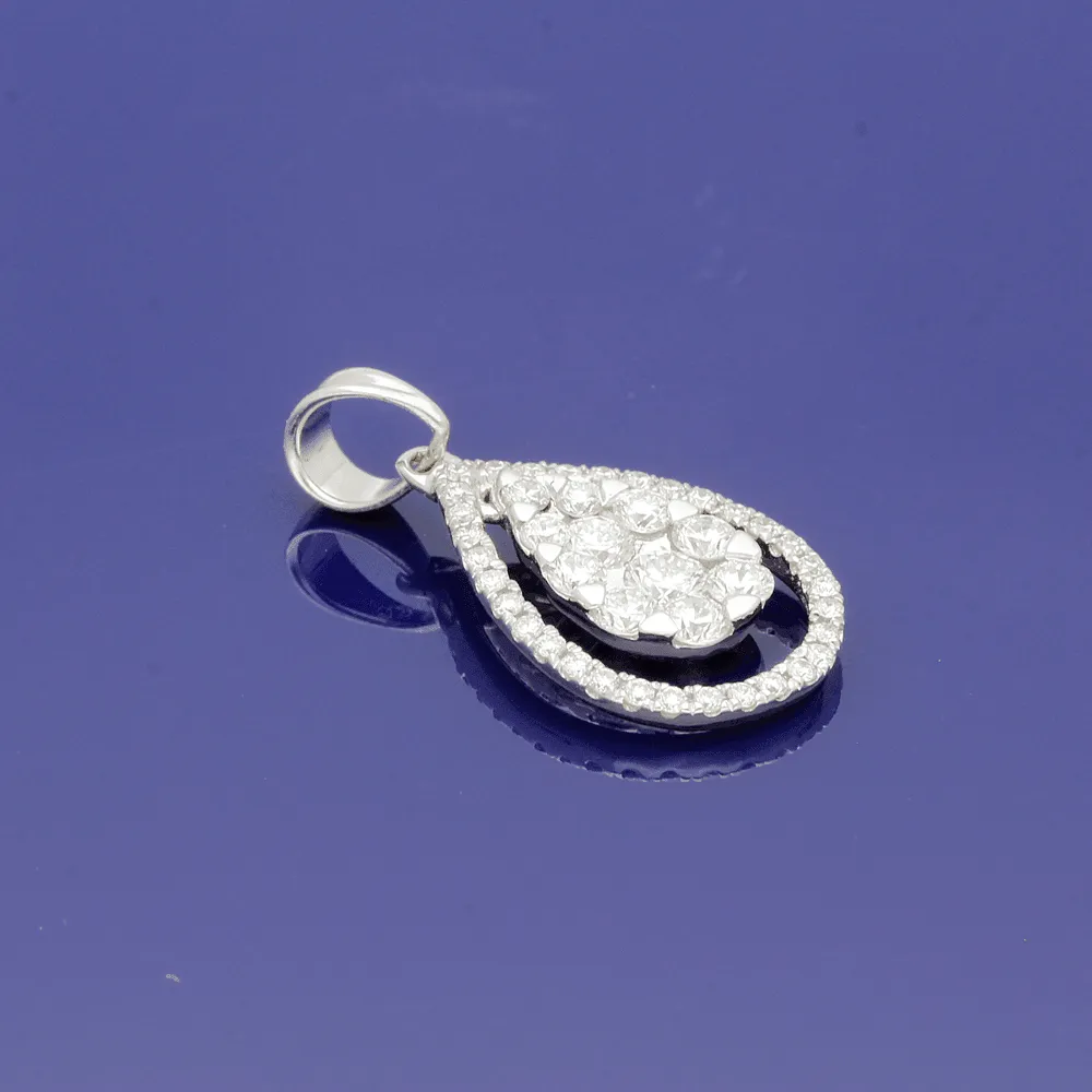 18ct White Gold Diamond Pear Shape Pendant