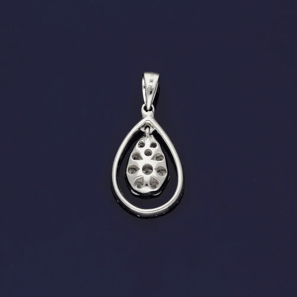 18ct White Gold Diamond Pear Shape Pendant