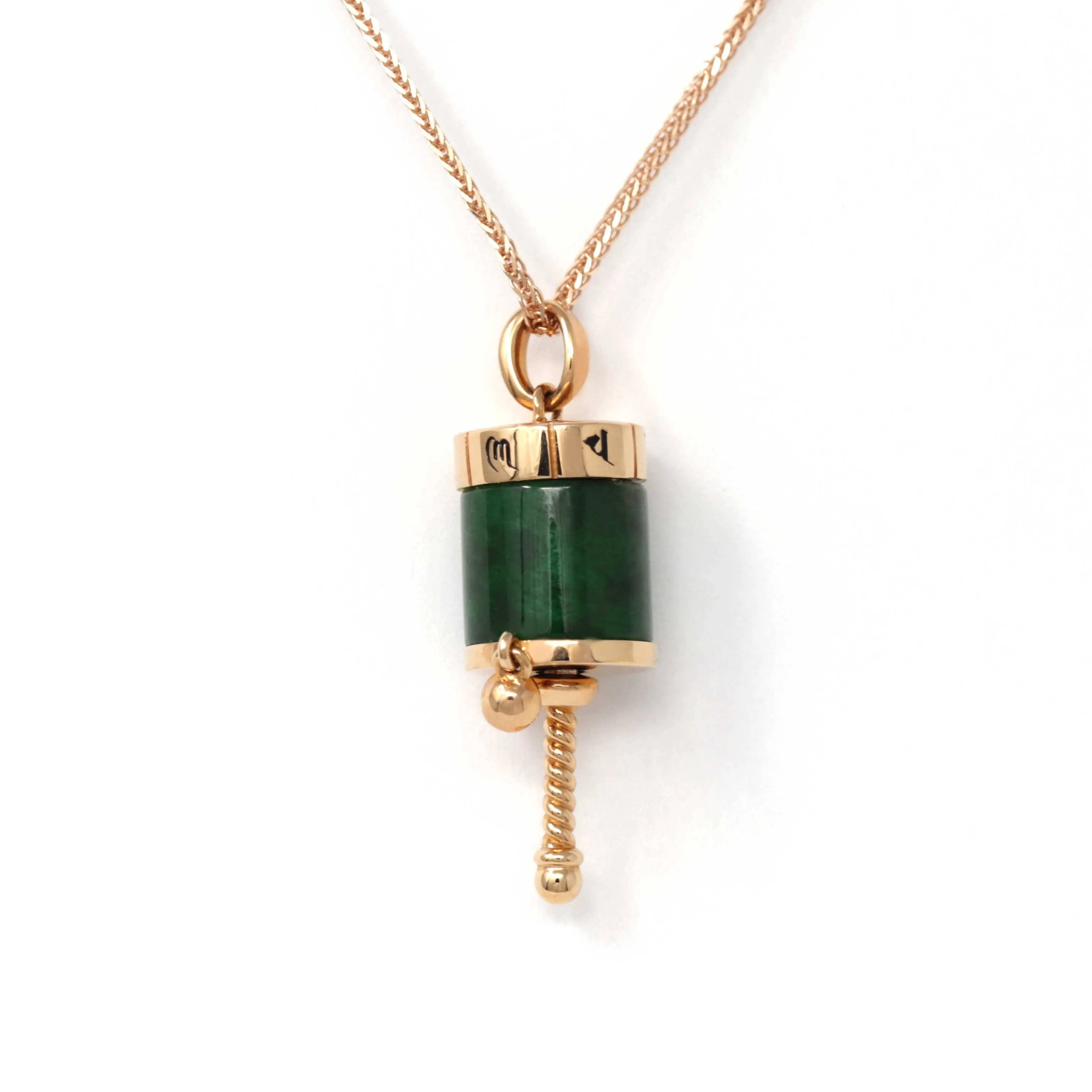 18k Rose Gold Genuine Burmese Jadeite Jade Pendant Necklace - Buddha Dharma