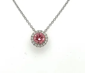 18K White Gold Pink Diamond Pendant