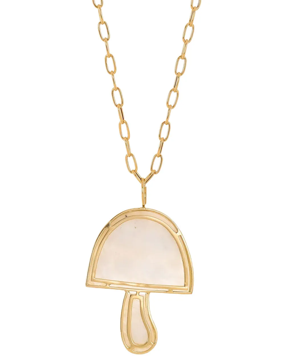 18k Yellow Gold Magic Moonstone Mushroom Necklace