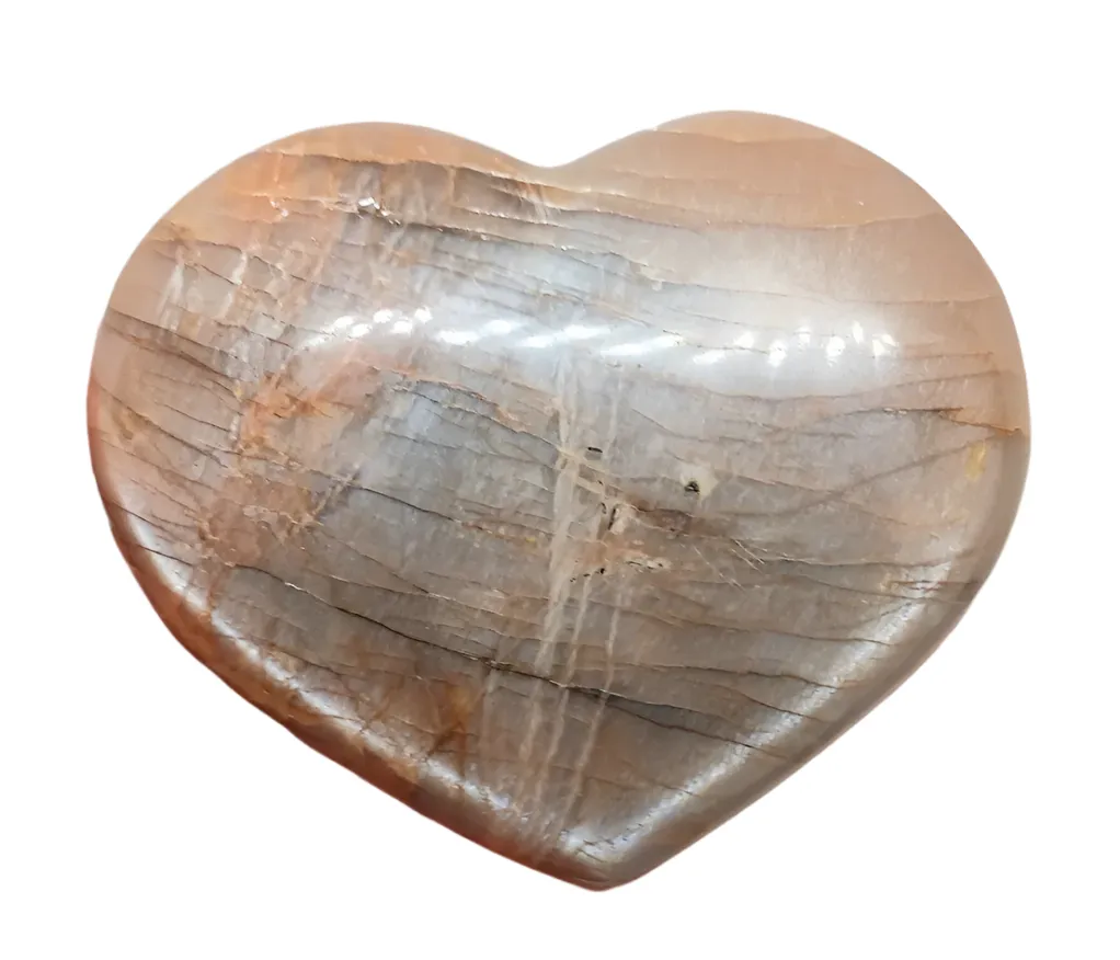 219G Peach Moonstone Crystal Heart