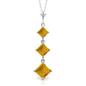 2.4 Carat 14K Solid White Gold Forewarned Citrine Necklace