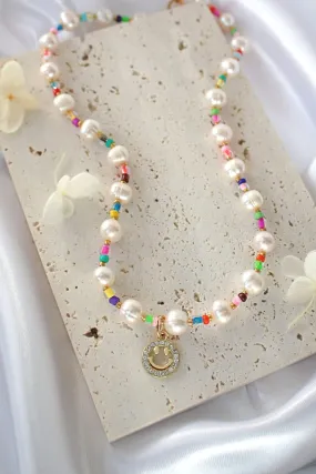 24 Karats Gold Freshwater Pearls & Colorful Beads Choker