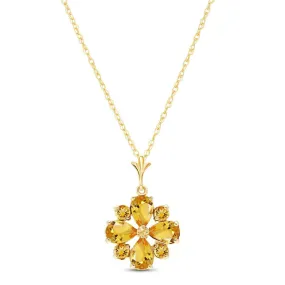 2.43 Carat 14K Solid Yellow Gold Ray Of Life Citrine Necklace