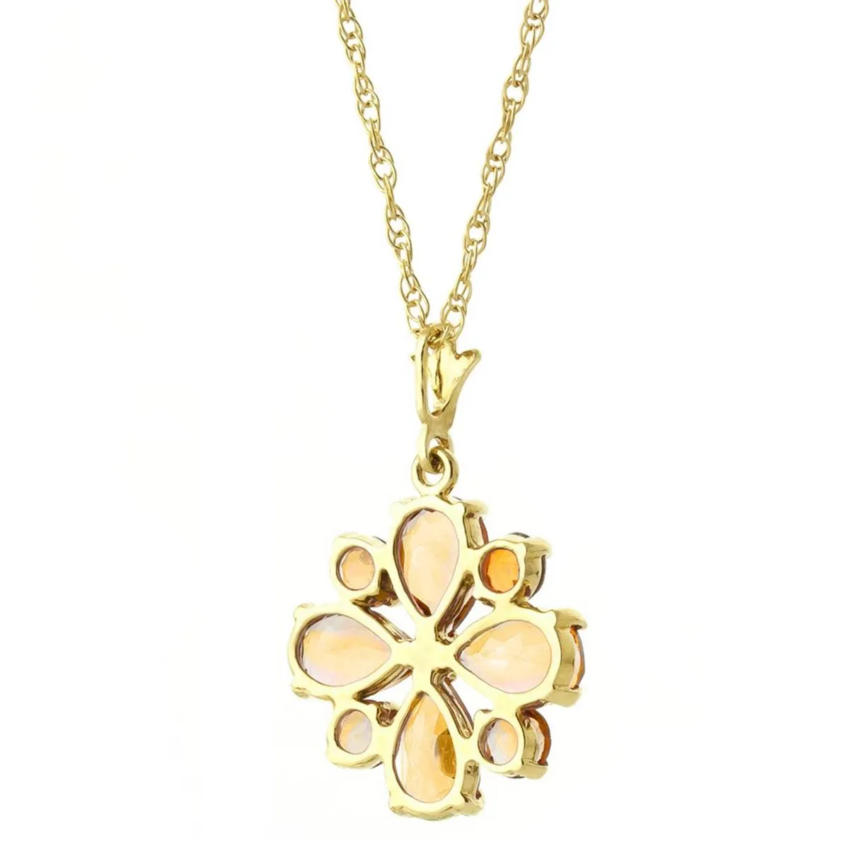 2.43 Carat 14K Solid Yellow Gold Ray Of Life Citrine Necklace