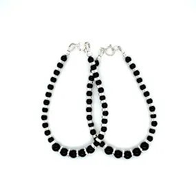 3mm/4mm Onyx Sterling Silver Kid's Nazaria Bracelet-1pair