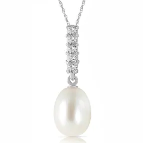 4.08 Carat 14K Solid White Gold Necklace Diamond Briolette Pearl