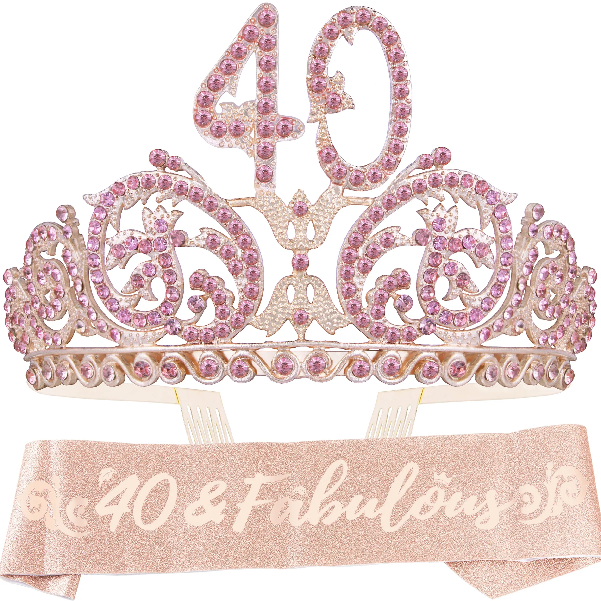 40th Birthday, 40th Birthday Tiara and Sash, 40th Birthday Decorations for Women, 40th