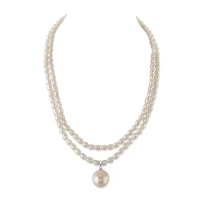 4.5-5.0mm Oval White Freshwater Pearl Double Strand Necklace